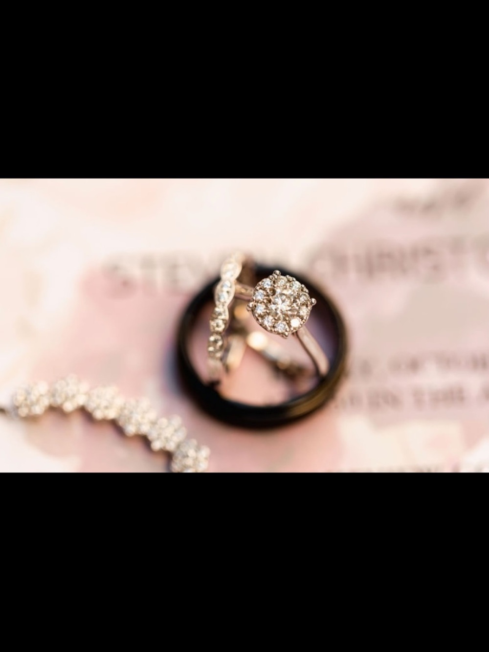 Elegant White Gold Diamond Cluster Engagement Ring and Wedding Band - White